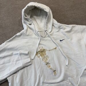 Nike Embroidered‎ Skeleton Football Men's Sweatshirt Hoodie White